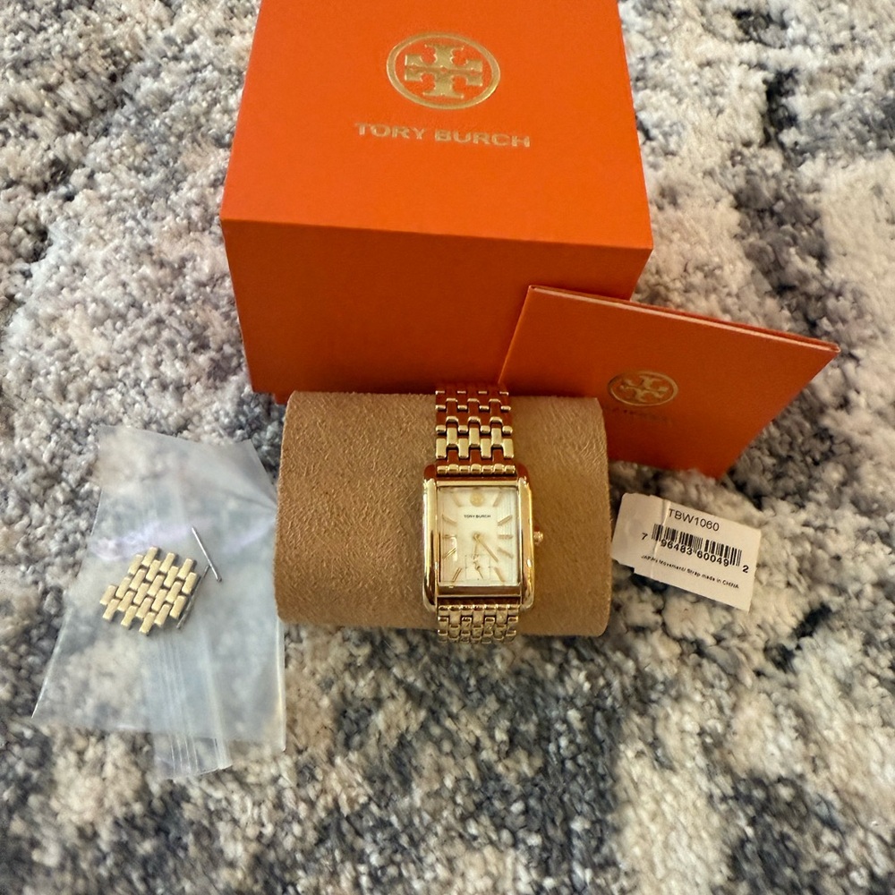 Tory Burch Gold-Tone Rectangular Watch